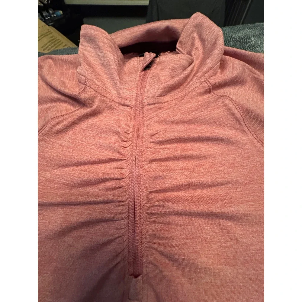 Champion Womens XS Pink Heathered Quarter Zip Ruched Active Top K9627-SXY